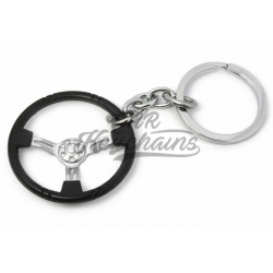Steering wheel keychain | black-silver matt
