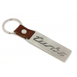TURBO Porsche keychain | Stainless steel + leather